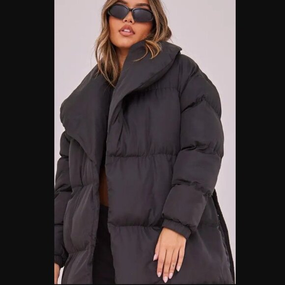 NWT PrettyLittleThing Oversized Longline Puffer Coat, Black, XXL - Picture 3 of 12